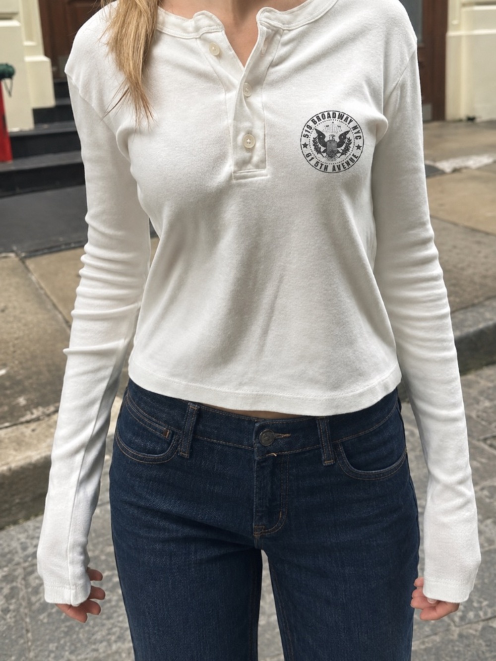Brandy beige henley graphic